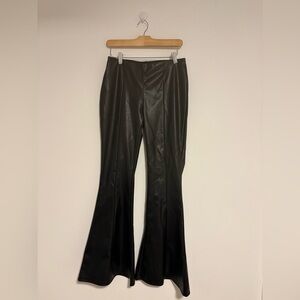 Faux Leather Bell Bottom Pants